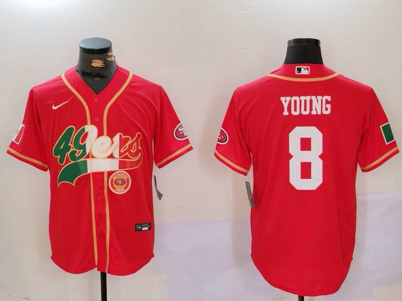 Men San Francisco 49ers #8 Young Red Second generation Mexican Joint Name 2024 Nike Limited NFL Jersey style 3